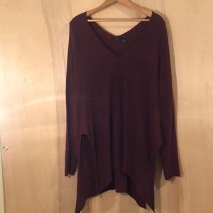 Burgundy Poncho-type Sweater with Side Cutouts